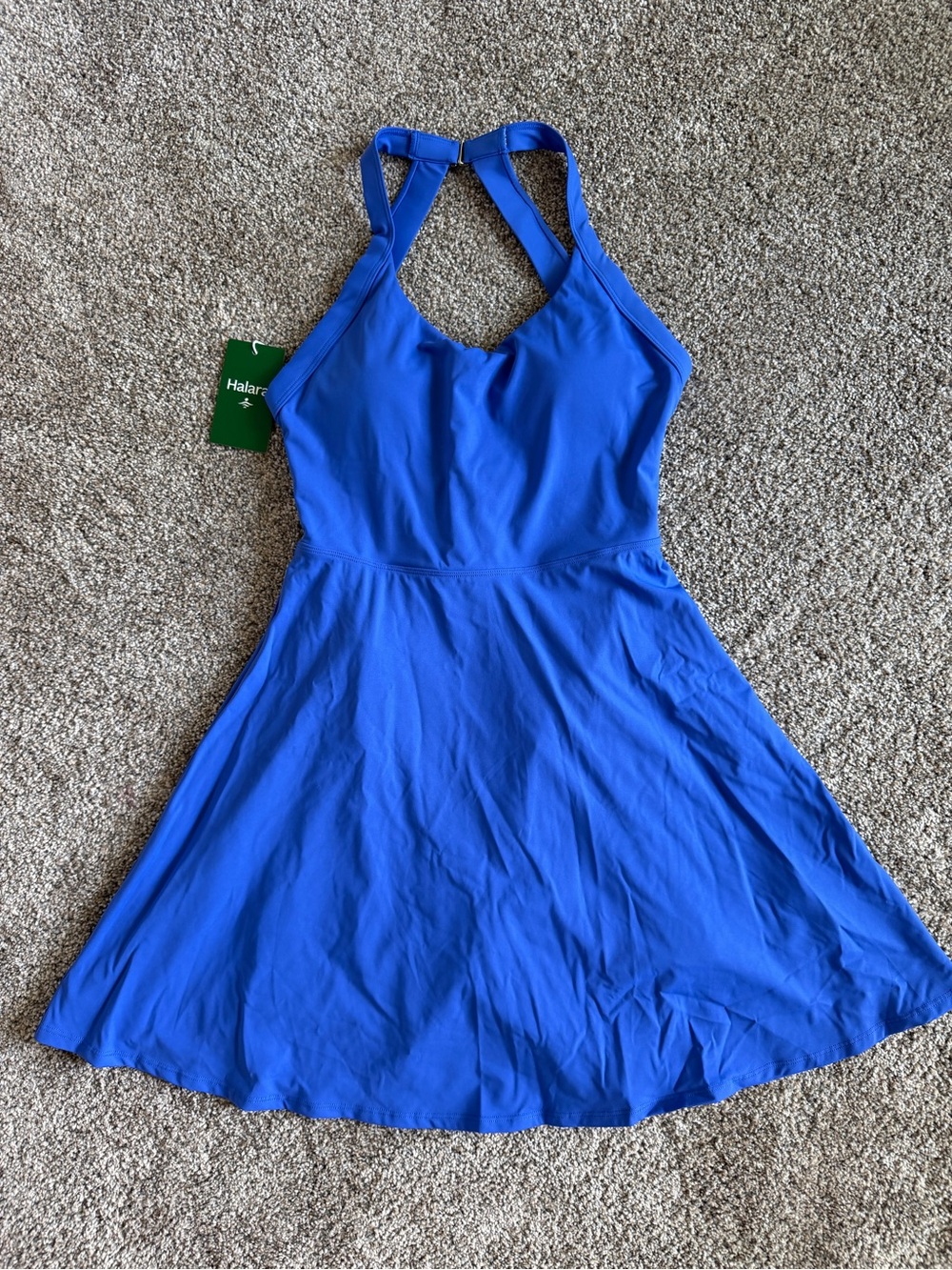 HALARA Cobalt Blue Crossback A-Line Dress